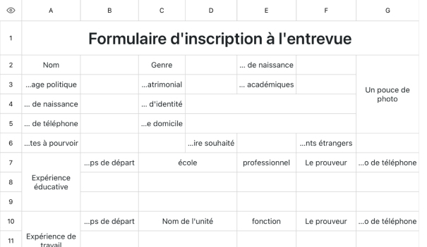 Formulaire d'inscription à l'entrevue